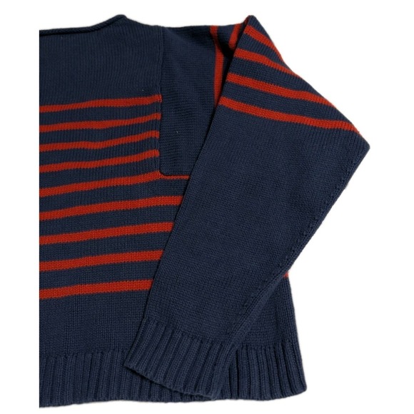 Madewell Womens M Boxy Cropped Striped Sweater Navy Red Breton Cotton - Picture 8 of 8